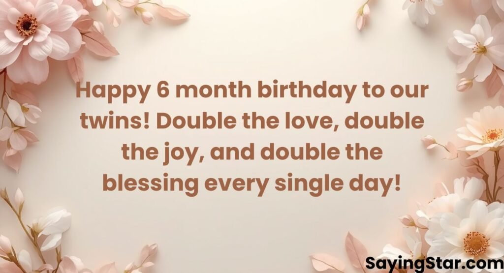 6 Month Birthday Wishes for Twins