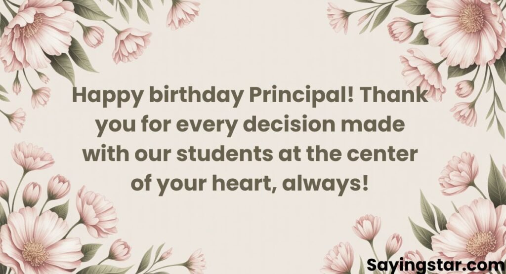 Thank You Message for Principal on Birthday
