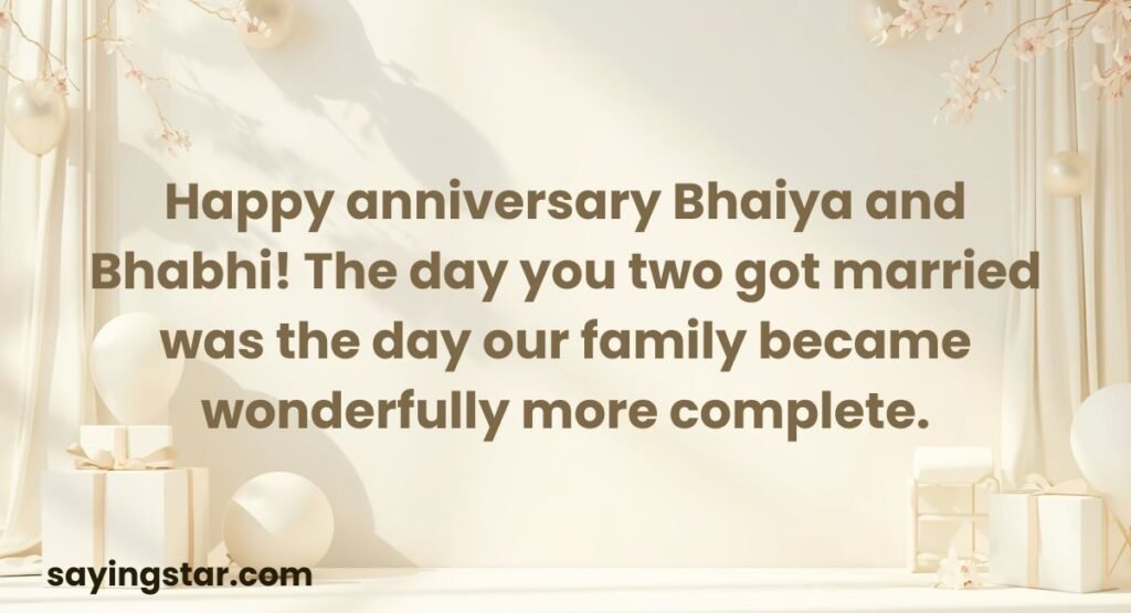 Heart Touching Anniversary Wishes for Brother and Bhabhi