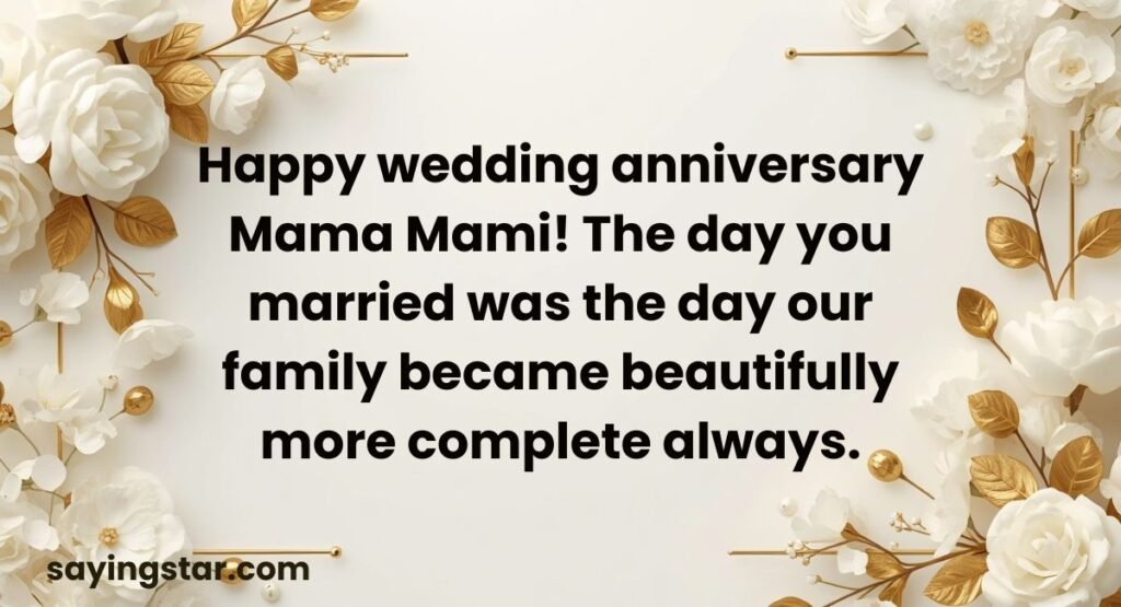 Wedding Anniversary Wishes for Mama Mami in English