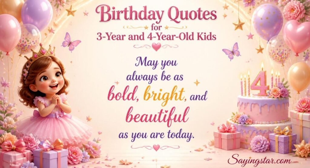 Birthday Quotes for 3-Year and 4-Year-Old Kids Girl